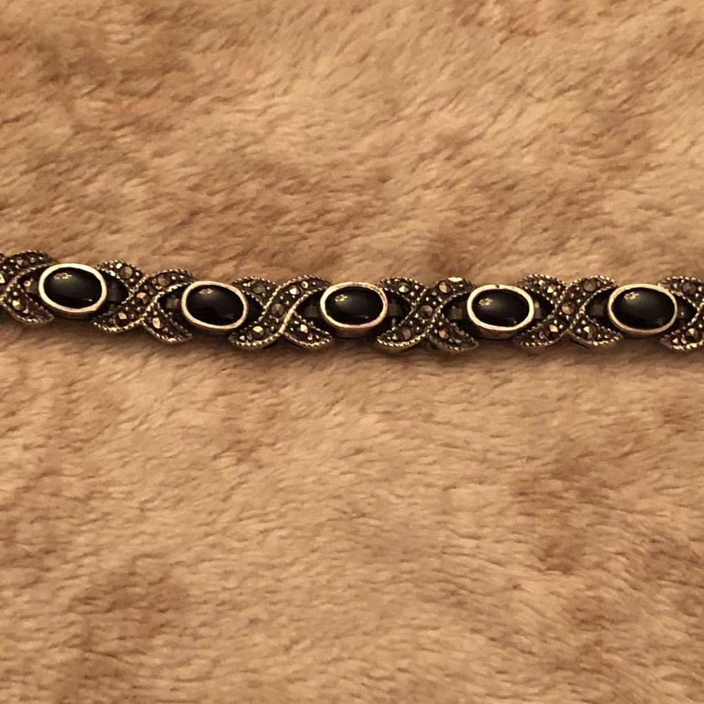 Black onyx and marquisite bracelet